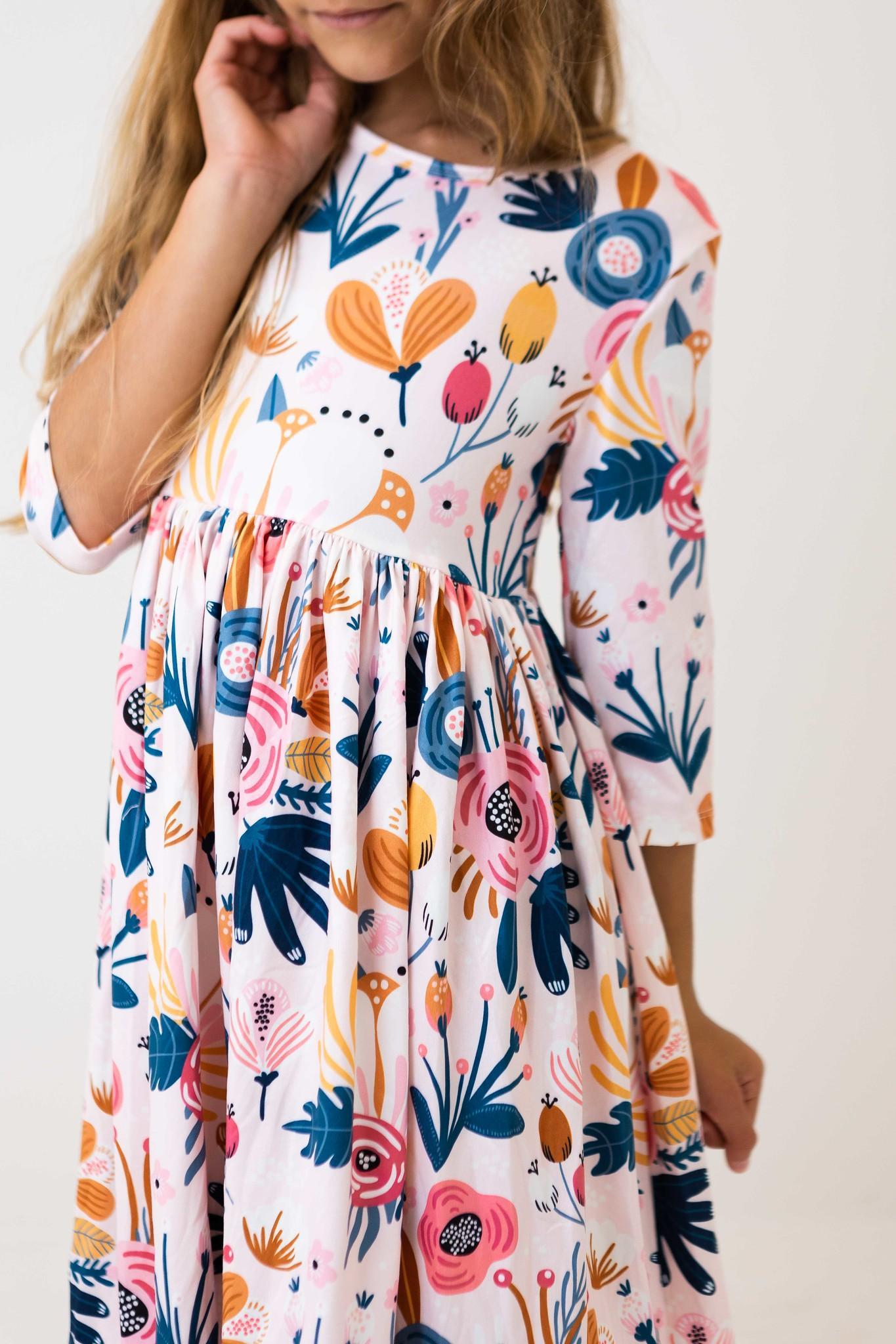 Blush Peony 3/4 Sleeve Pocket Twirl Dress - Image 7