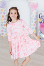 Blushing Bows 3/4 Sleeve Pocket Twirl Dress - Image 8