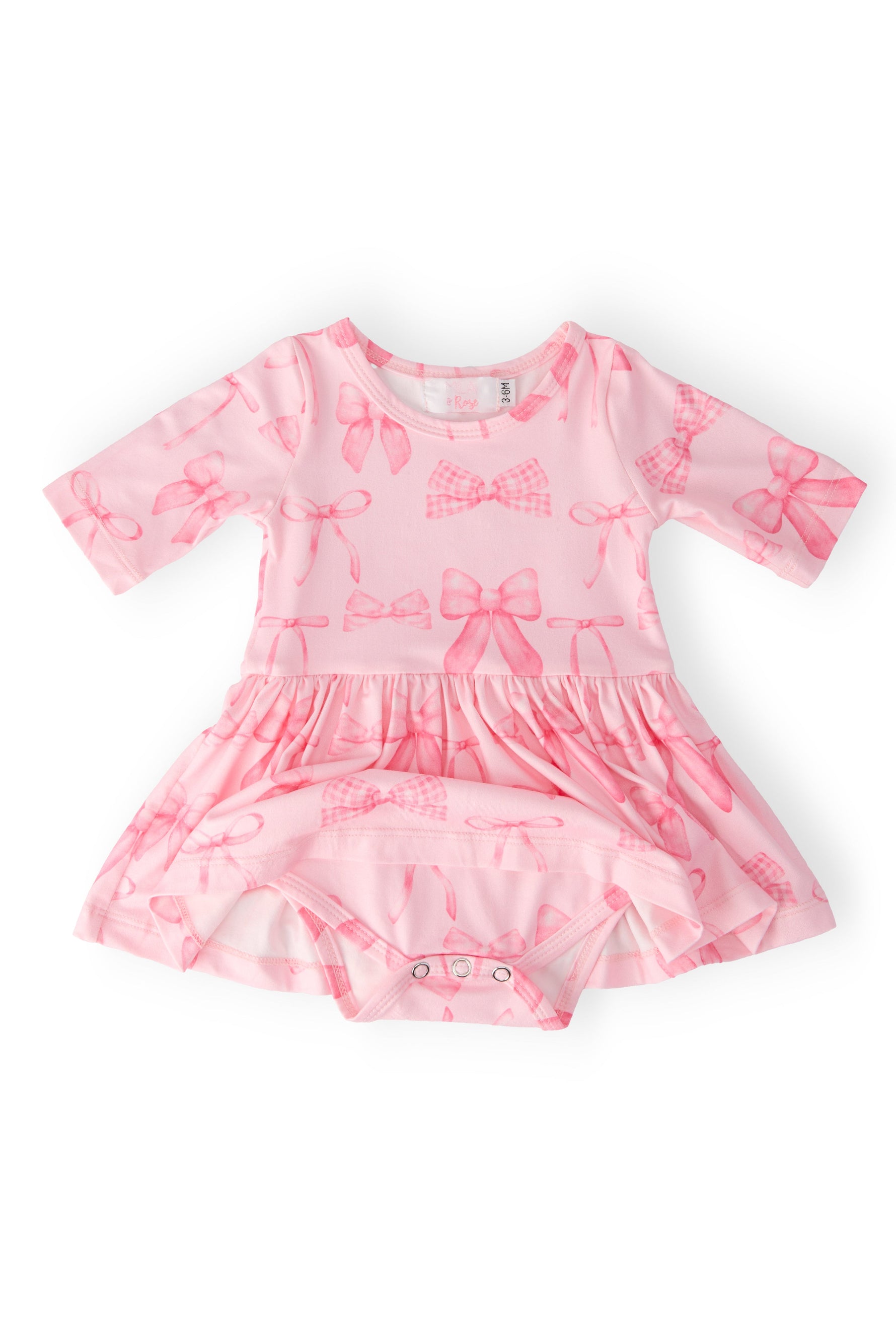 Blushing Bows 3/4 Sleeve Twirl Bodysuit - Image 4