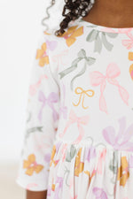 Boho Bows 3/4 Sleeve Pocket Twirl Dress - Image 4