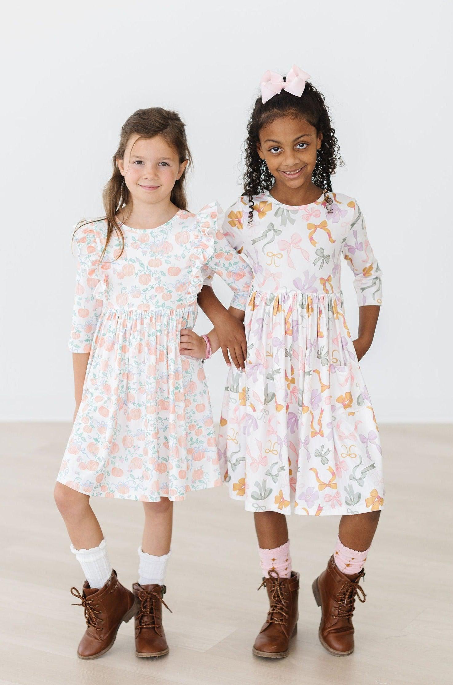 Boho Bows 3/4 Sleeve Pocket Twirl Dress - Image 5