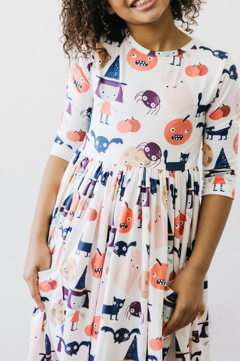 Boo Crew 3/4 Sleeve Pocket Twirl Dress - Image 3