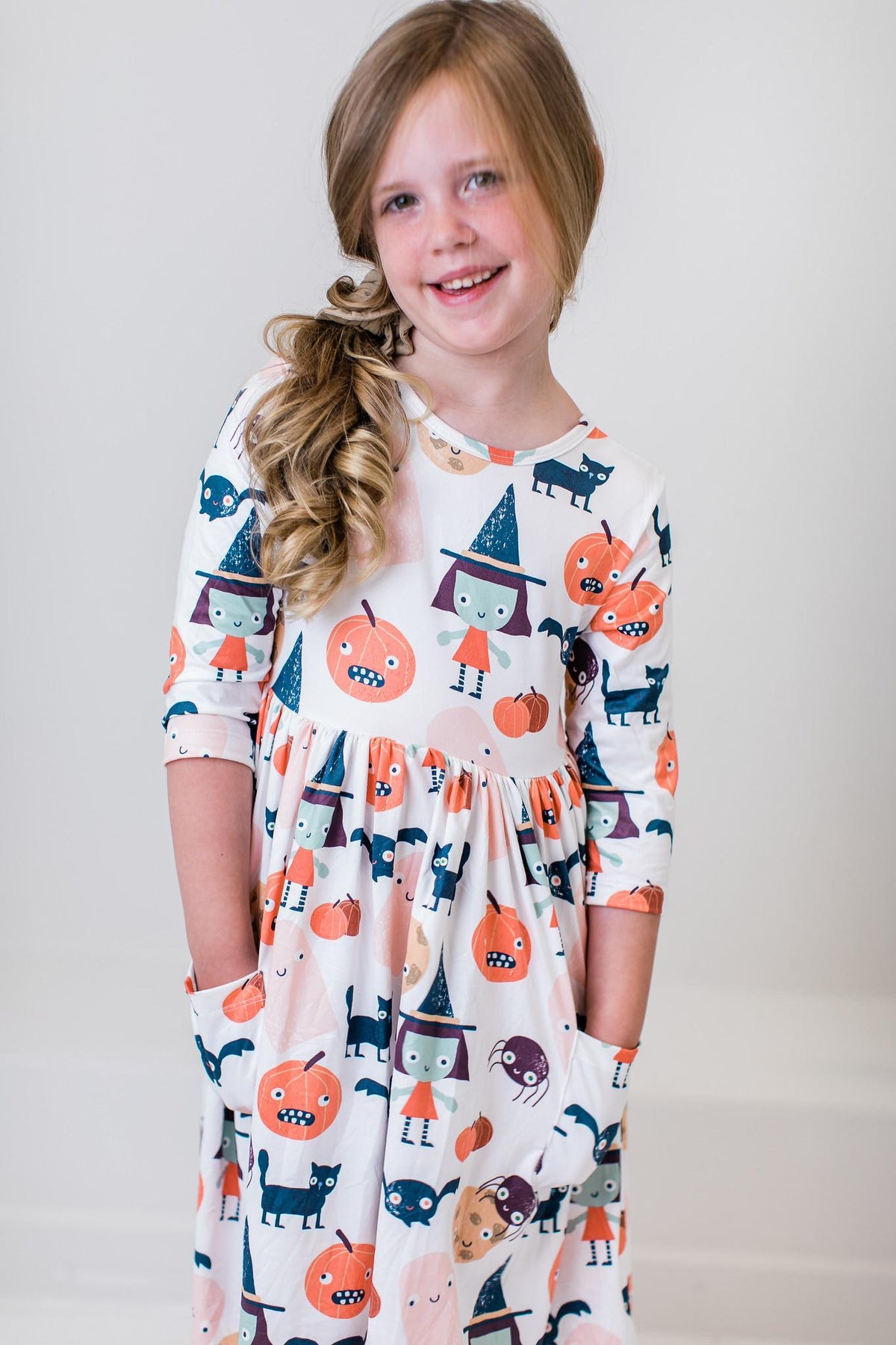 Boo Crew 3/4 Sleeve Pocket Twirl Dress - Image 4