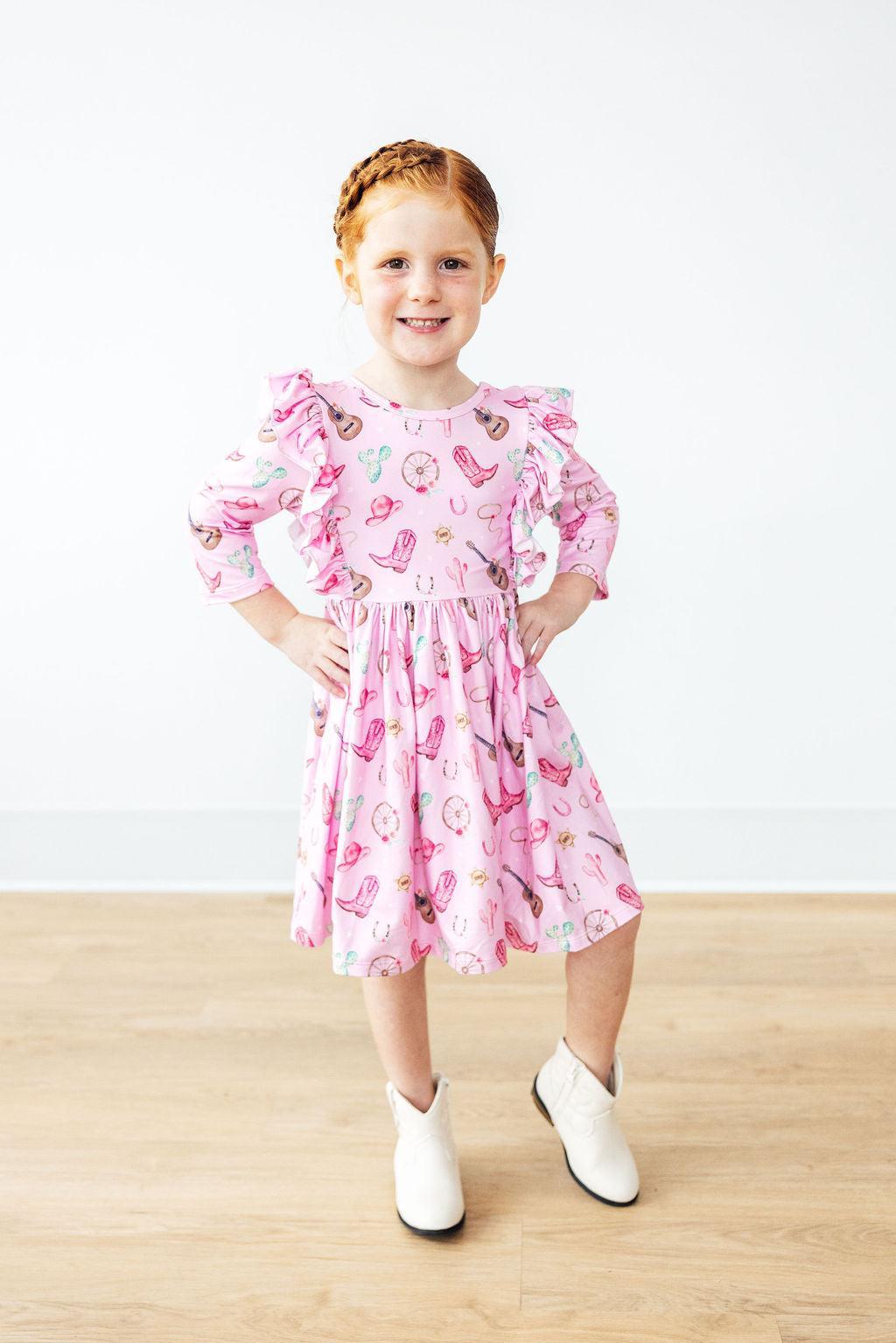 Boot Scootin' 3/4 Sleeve Ruffle Twirl Dress - Image 3