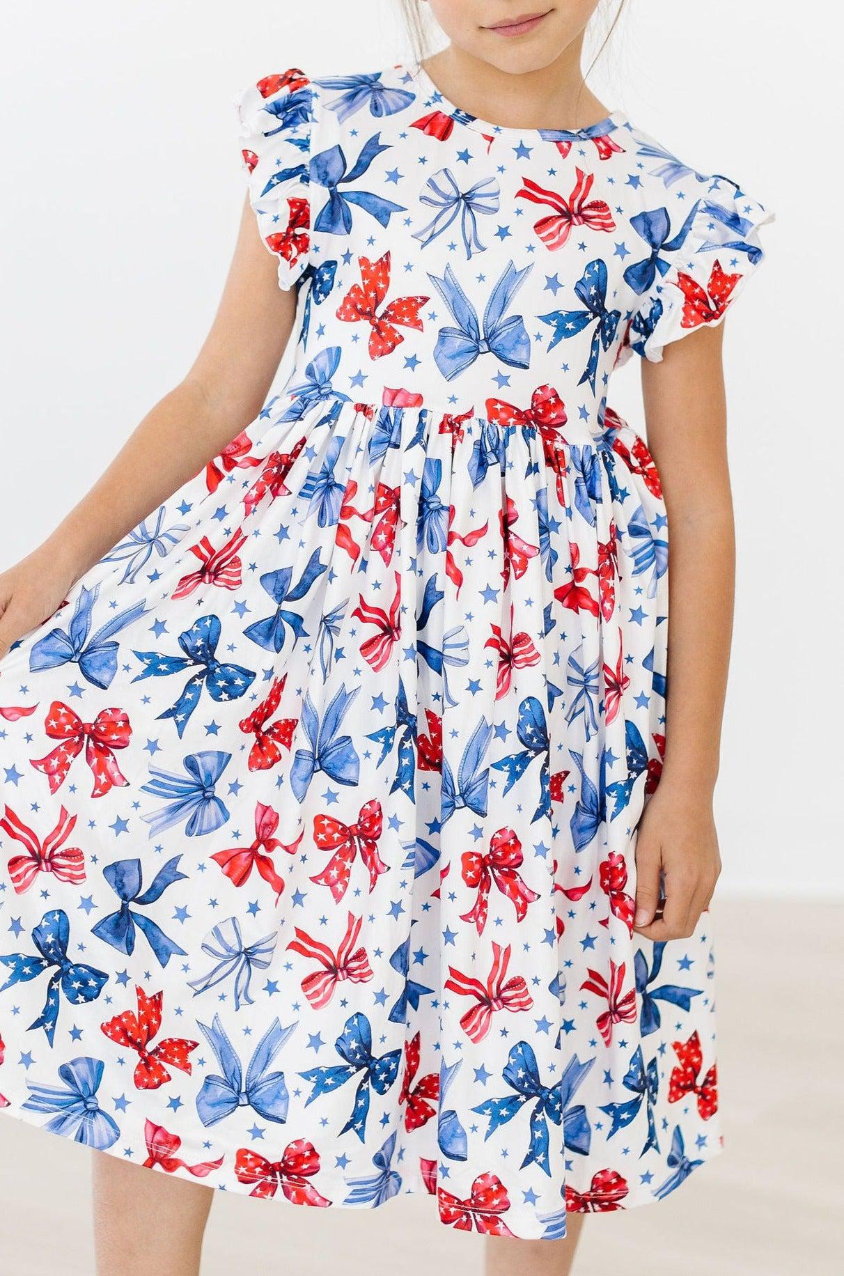 Born to Sparkle Flutter Sleeve Twirl Dress - Image 3