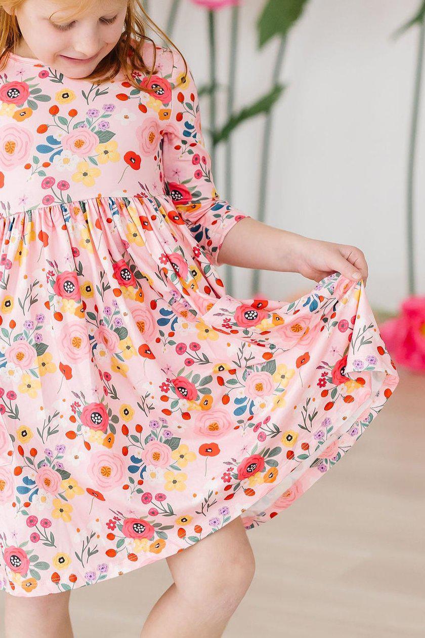 Bouquet Beauty 3/4 Sleeve Pocket Twirl Dress - Image 3