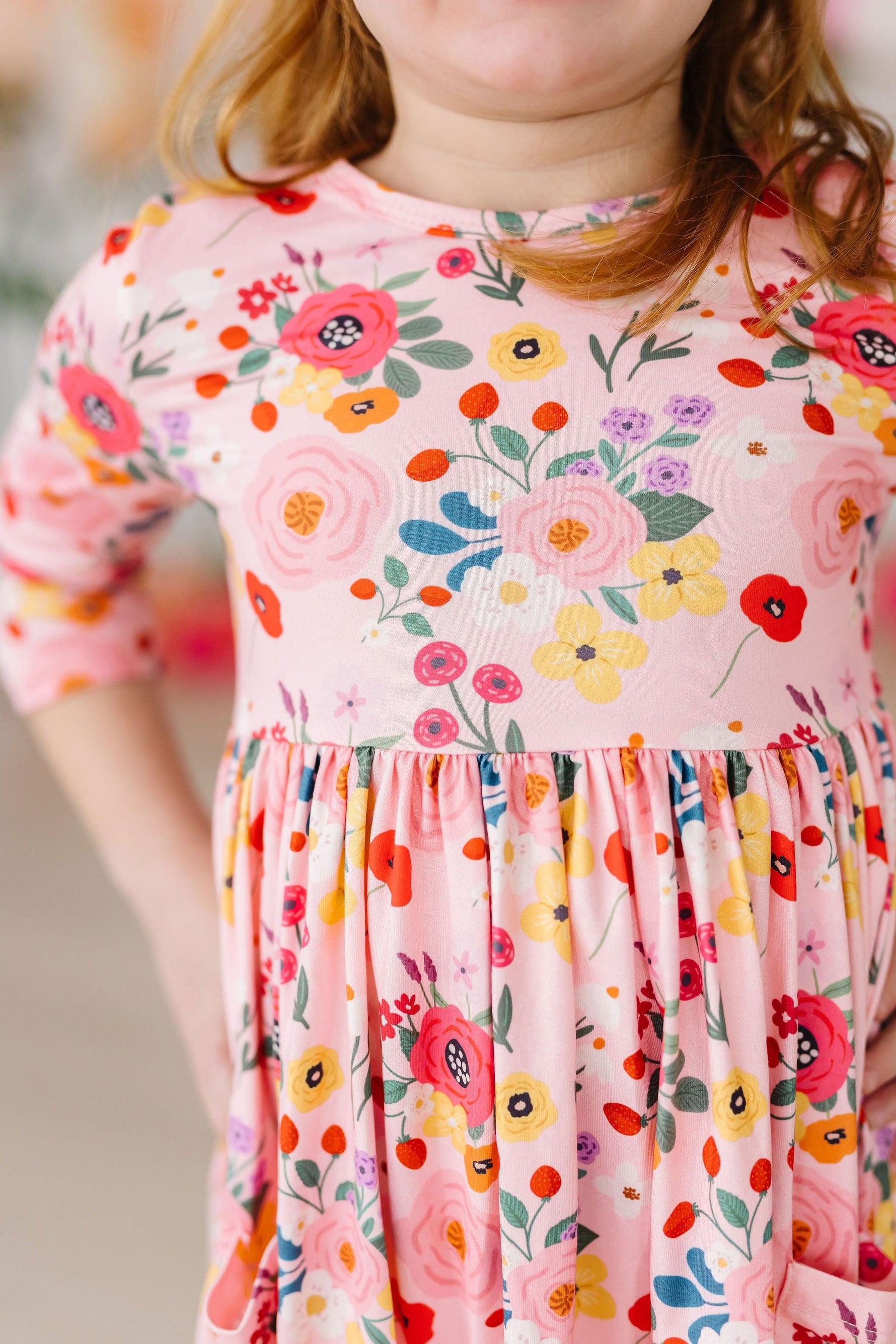 Bouquet Beauty 3/4 Sleeve Pocket Twirl Dress - Image 6