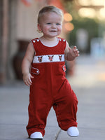 Rylee Faith Designs - Baby Boys Christmas Reindeer Smocked Red Jonjon - alternate view 2