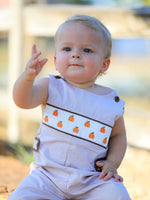 Rylee Faith Designs - Fall Halloween & Thanksgiving Pumpkin Smock Embroidered Boys Romper - alternate view 4