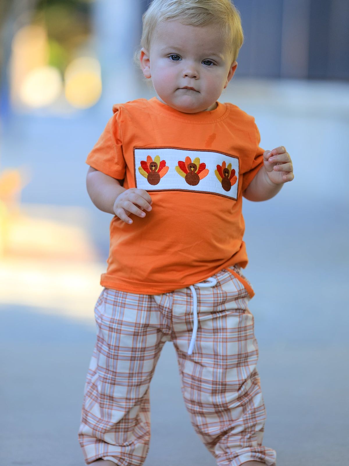 Rylee Faith Designs - Thanksgiving Turkey Plaid Boys Pants Set - alternate view 2