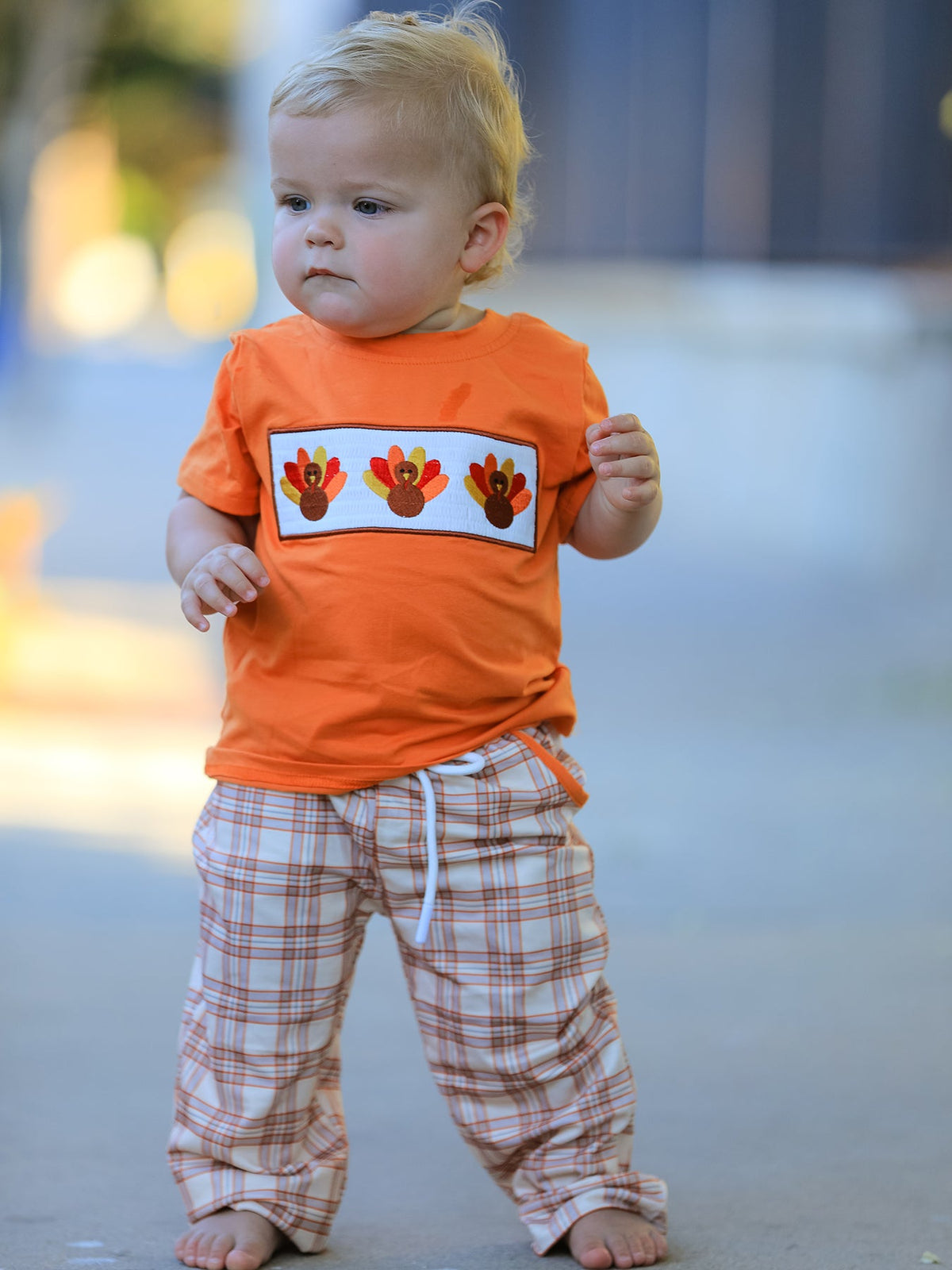 Rylee Faith Designs - Thanksgiving Turkey Plaid Boys Pants Set - alternate view 3