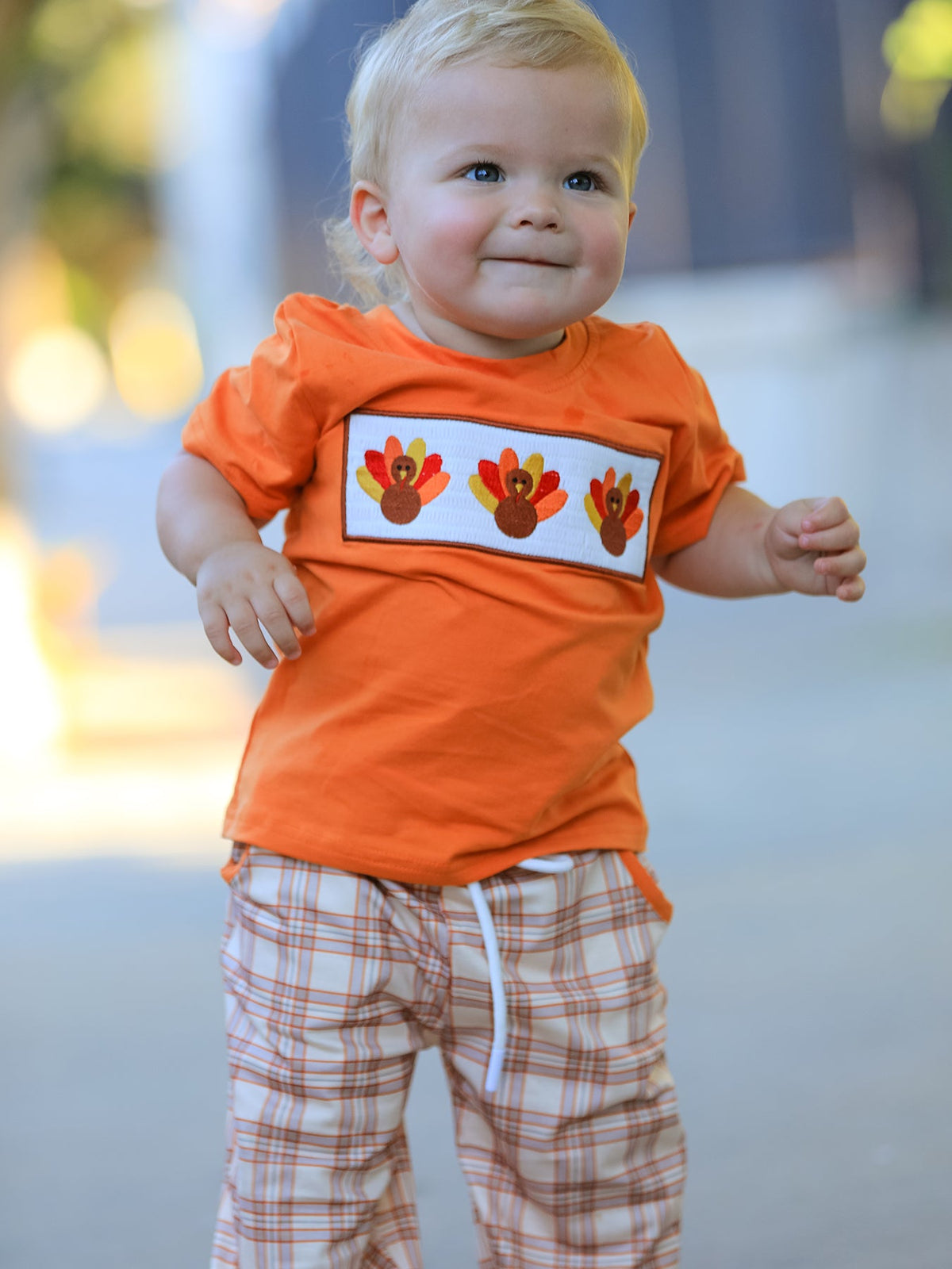 Rylee Faith Designs - Thanksgiving Turkey Plaid Boys Pants Set