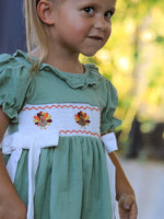 Rylee Faith Designs - Fall Thanksgiving Turkey Smock Embroidered Green Plaid Boys 'Set - alternate view 6