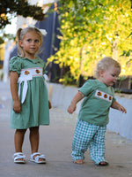 Rylee Faith Designs - Fall Thanksgiving Turkey Smock Embroidered Green Plaid Boys 'Set - alternate view 3