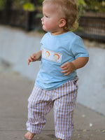 Rylee Faith Designs - Fall Thanksgiving Plaid Chick Embroidery Smocking Boys Set - alternate view 4