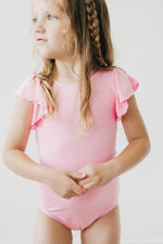 Bubblegum Pink S/S Flutter Sleeve Leotard - Image 3