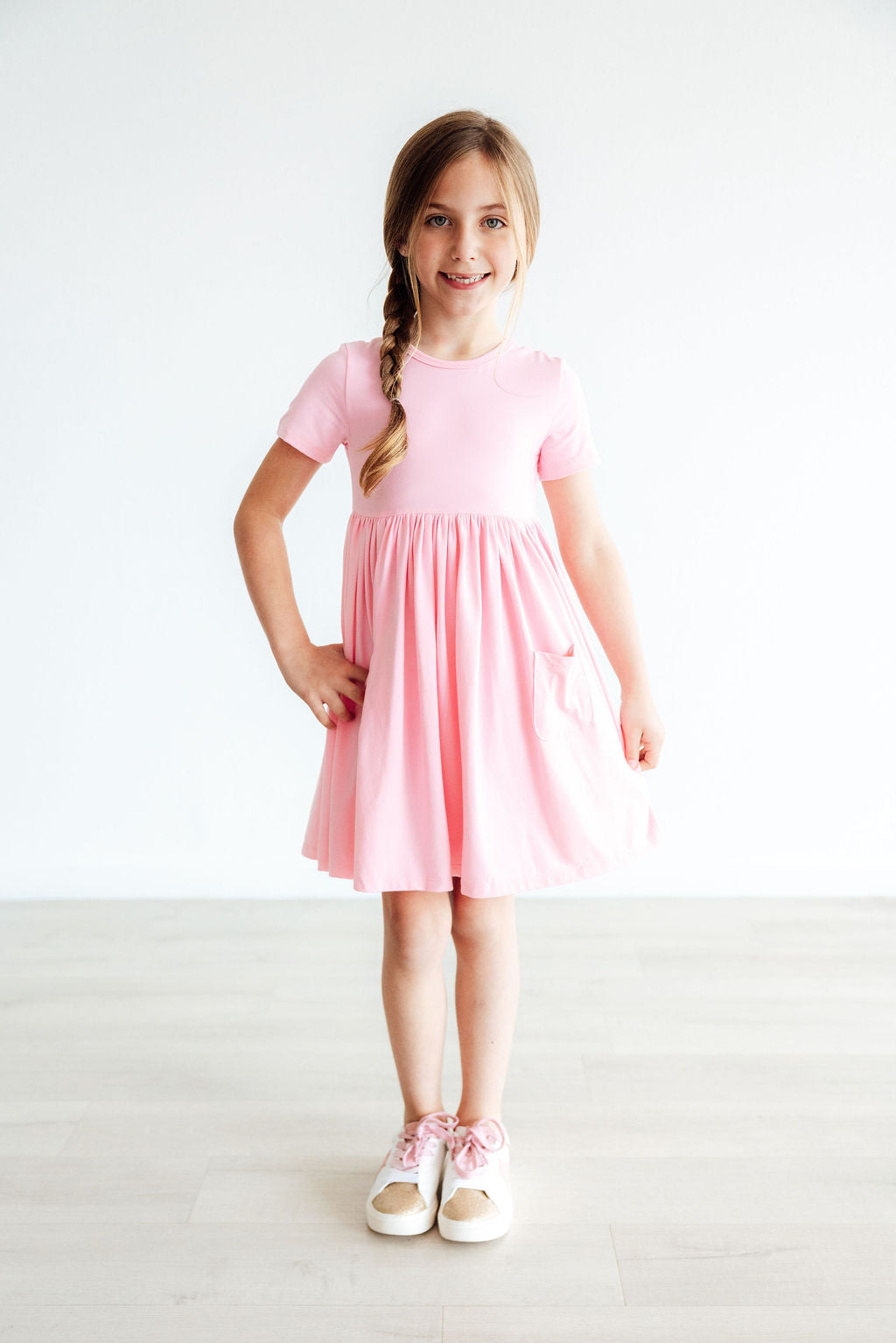 Bubblegum Pink S/S Pocket Twirl Dress - Image 3