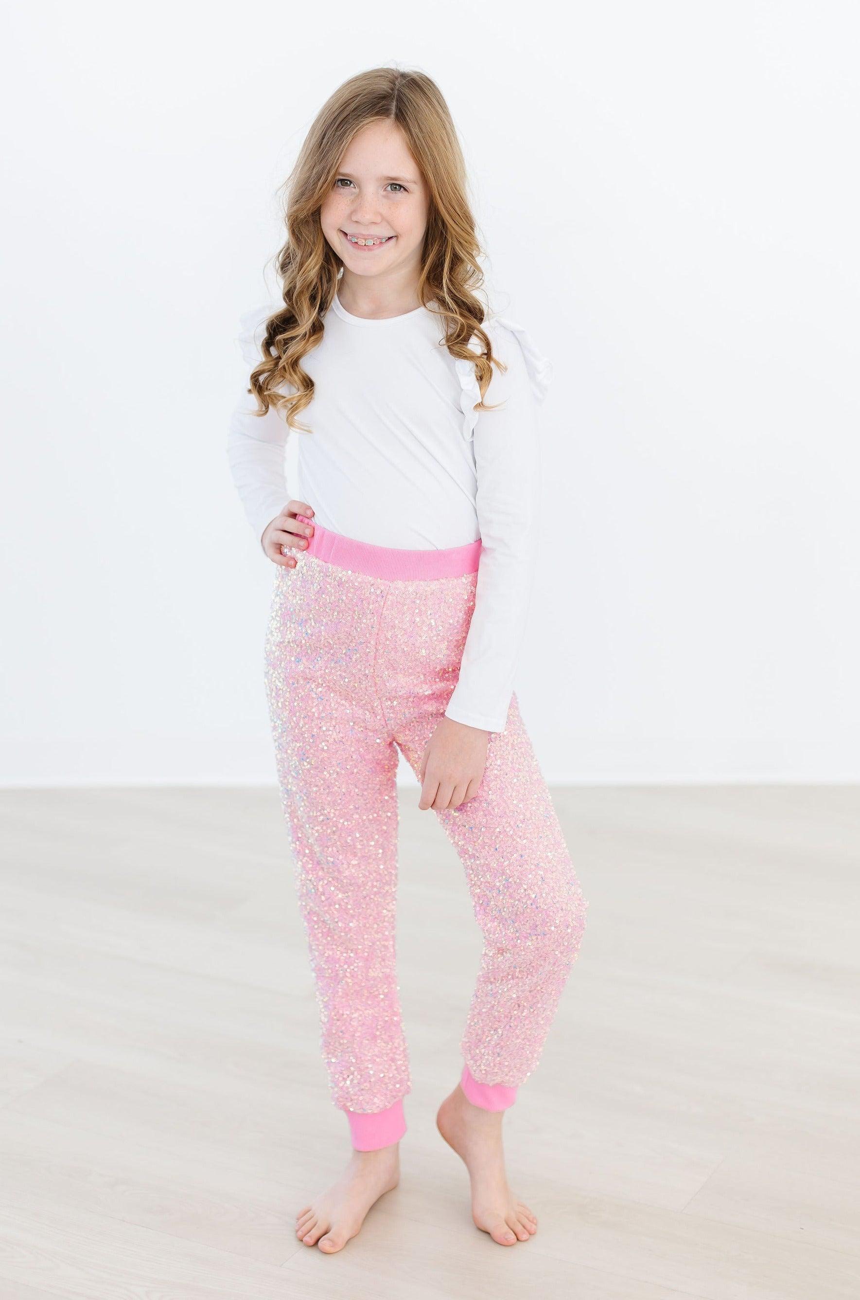 Bubblegum Pink Sequin Joggers - Image 3