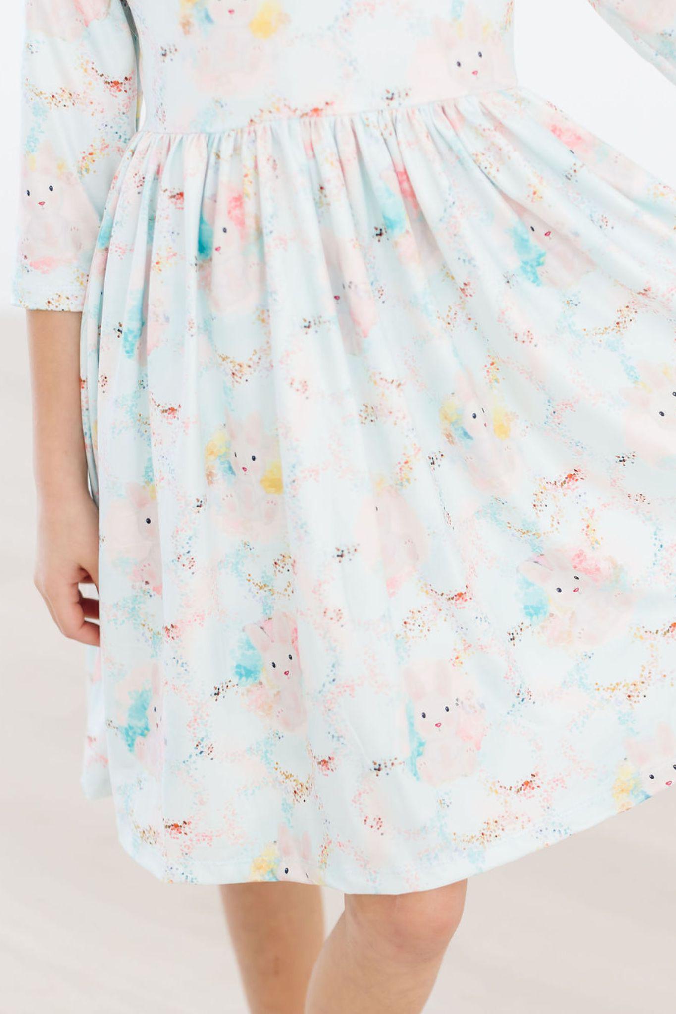 Bunny Dreams 3/4 Sleeve Pocket Twirl Dress - Image 2