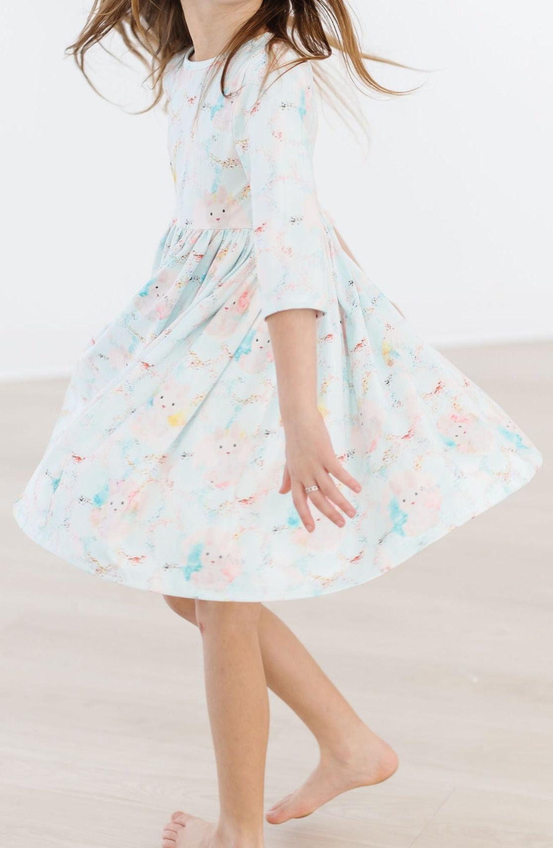 Bunny Dreams 3/4 Sleeve Pocket Twirl Dress - Image 4