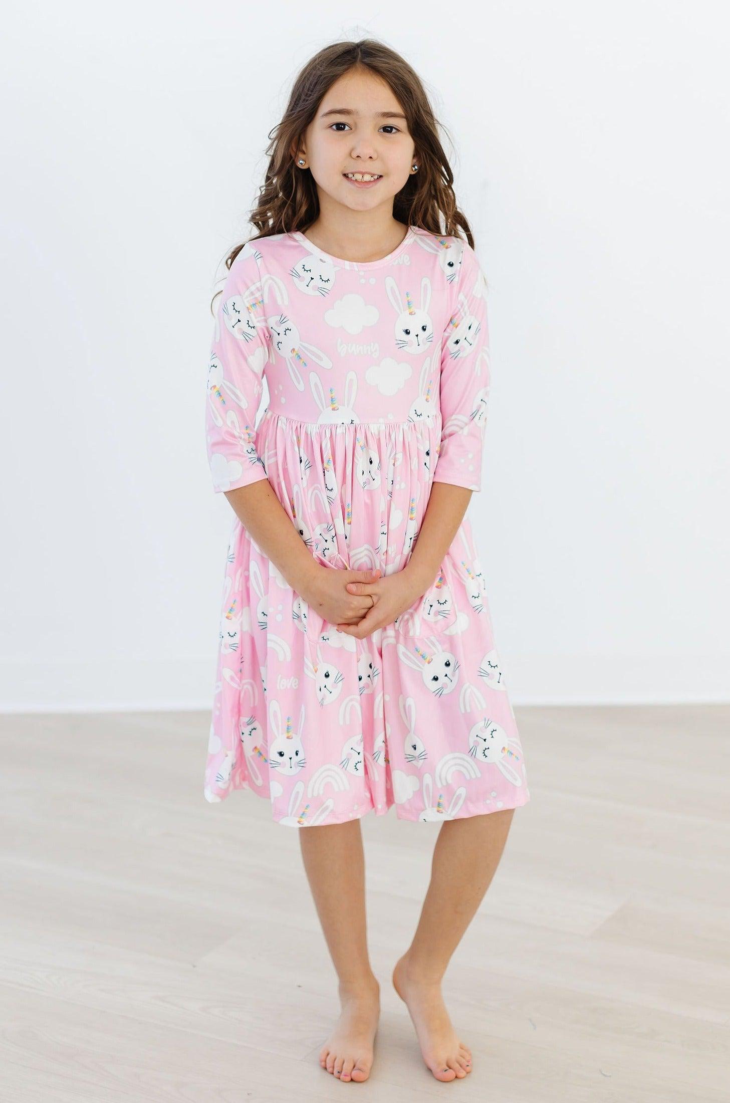 Bunny Love 3/4 Sleeve Pocket Twirl Dress - Image 3