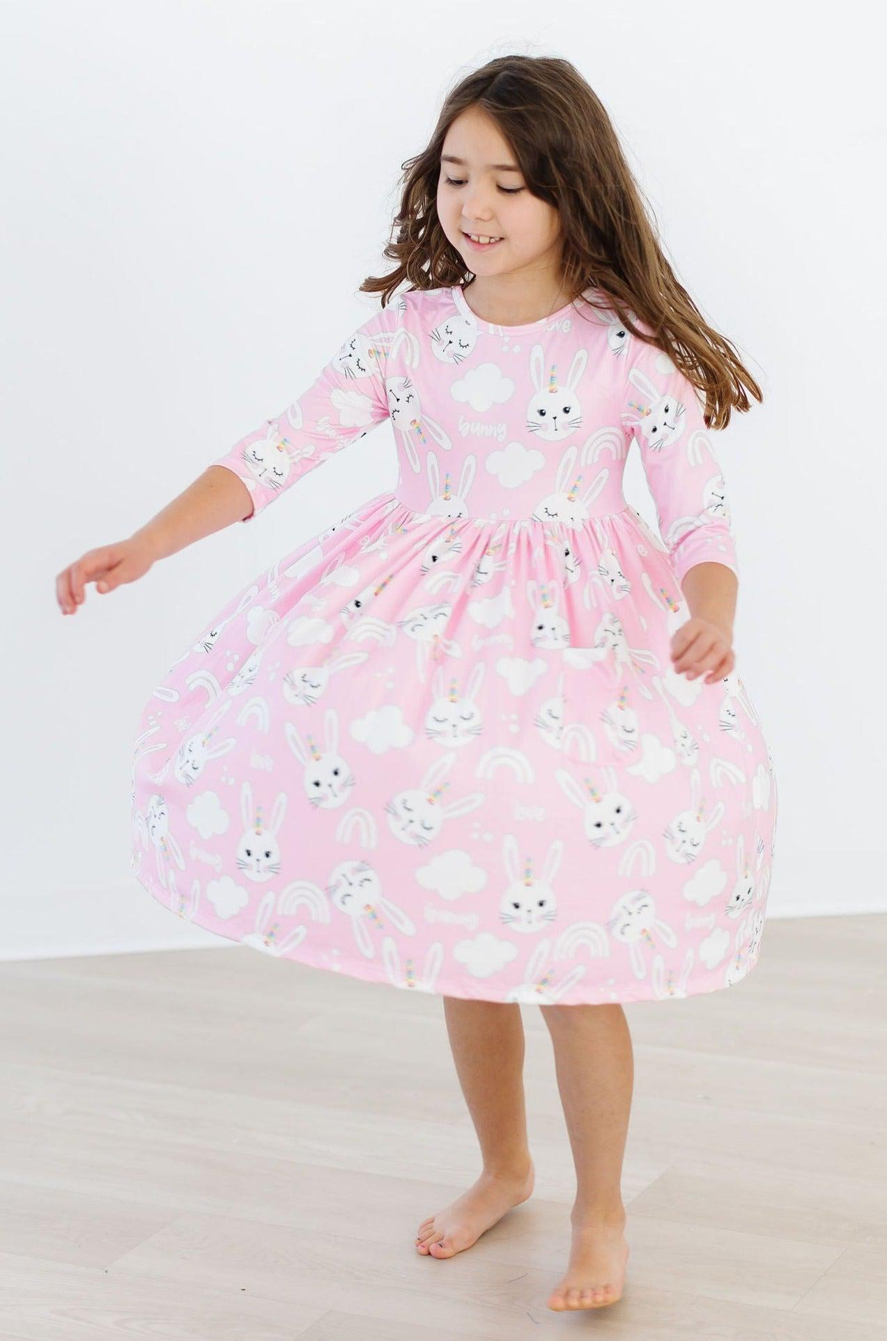 Bunny Love 3/4 Sleeve Pocket Twirl Dress - Image 4