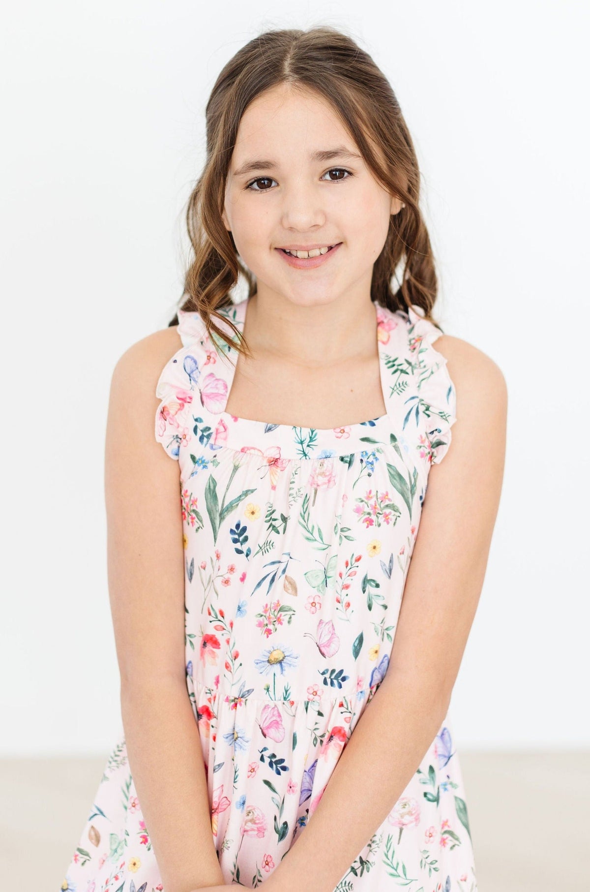 Butterfly Meadows Ruffle Cross Back Dress - Image 6