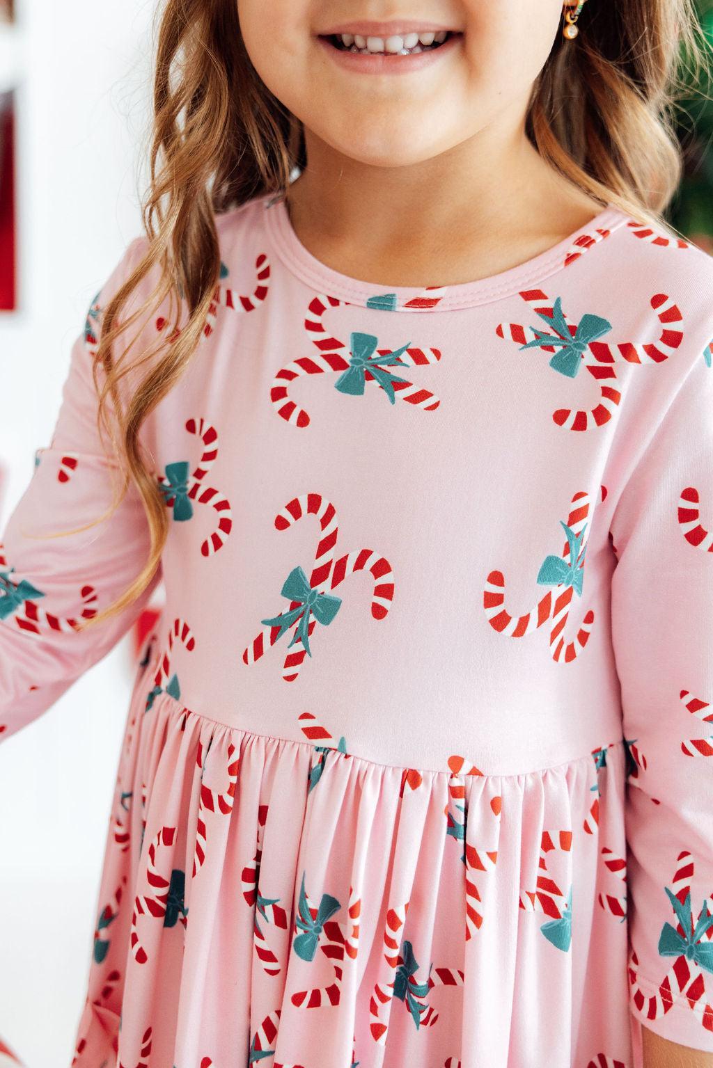 Candy Cane Cutie 3/4 Sleeve Pocket Twirl Dress - Image 2