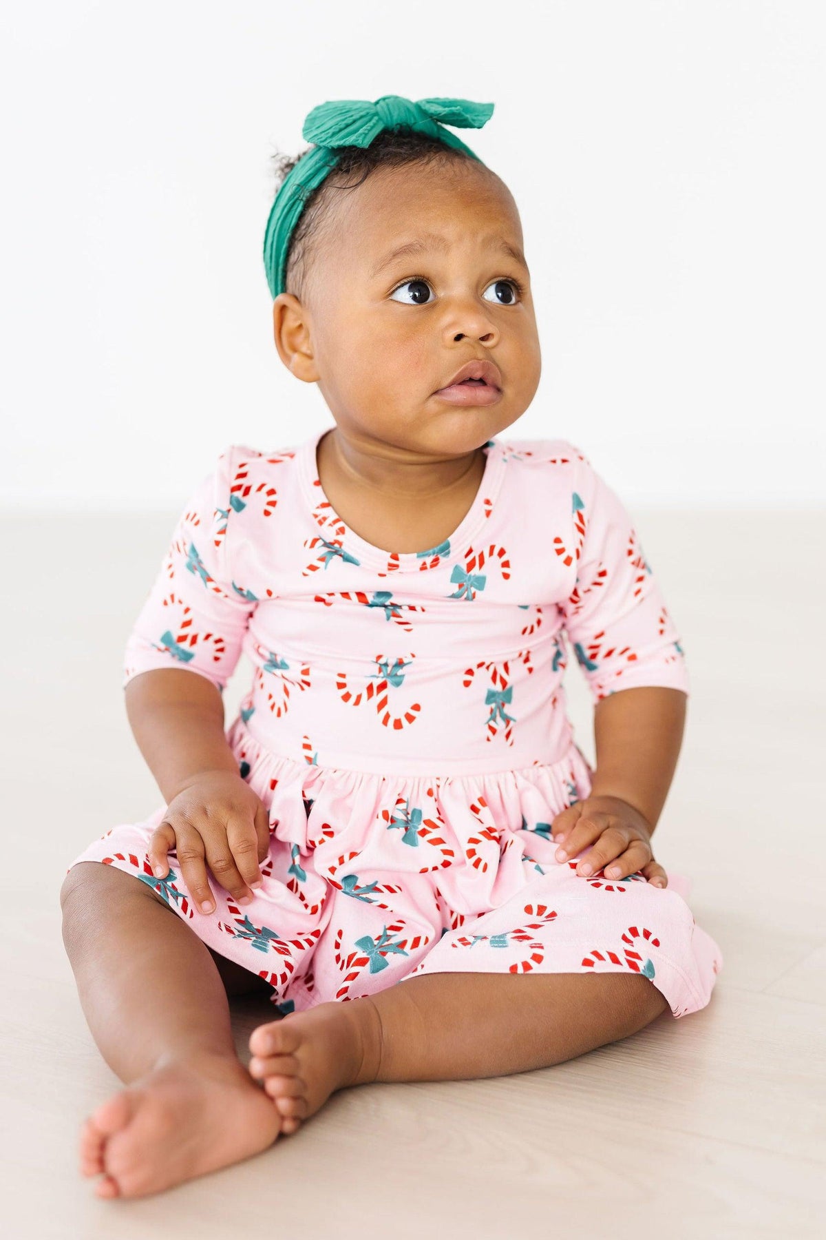 Candy Cane Cutie 3/4 Sleeve Twirl Bodysuit - Image 2