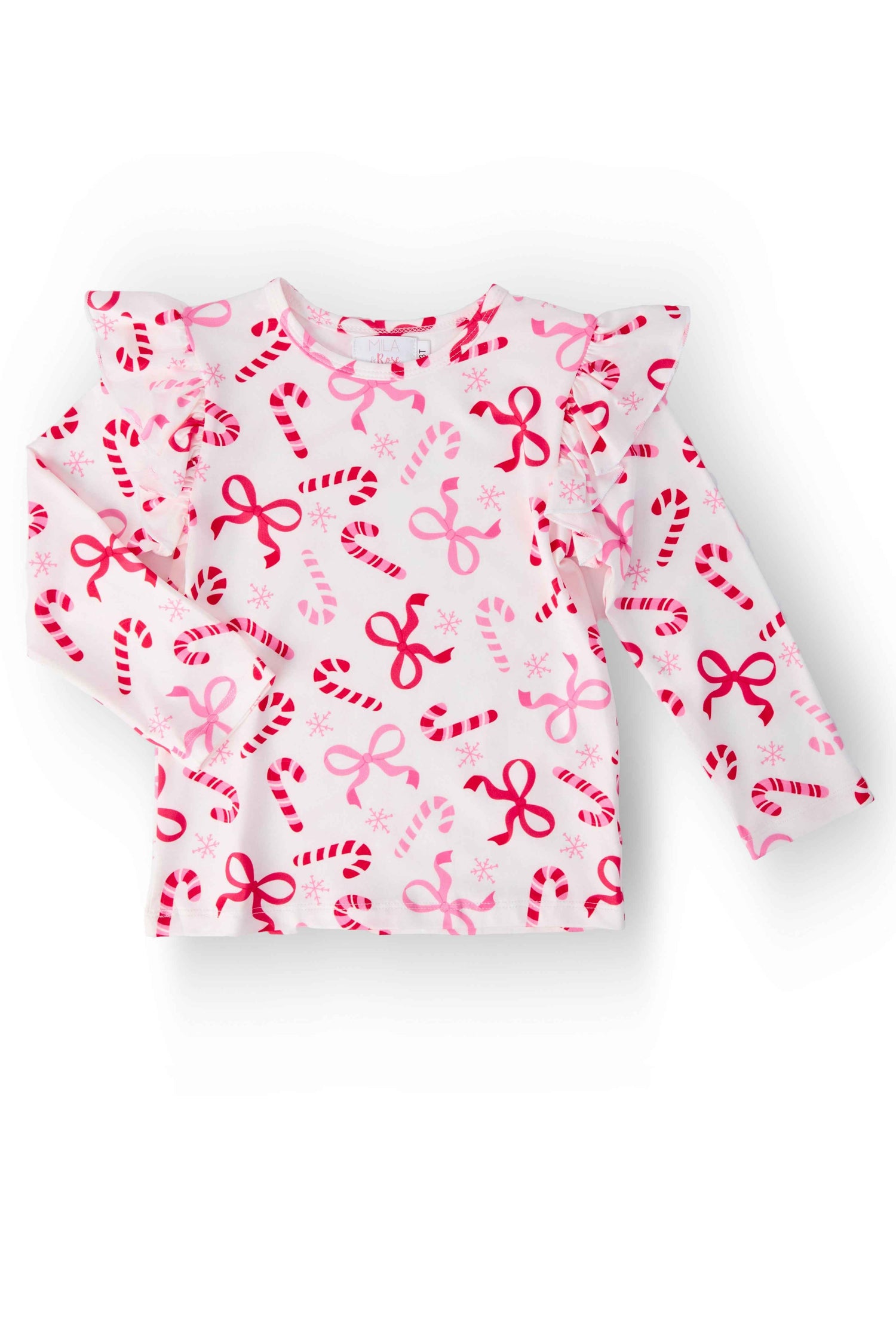 Candy Cane Lane Long Sleeve Ruffle Tee by Mila & Rose