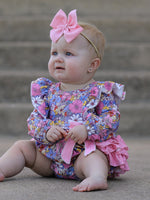 Rylee Faith Designs - Fall Vintage Floral Print Girls Long Sleeve Romper - alternate view 6