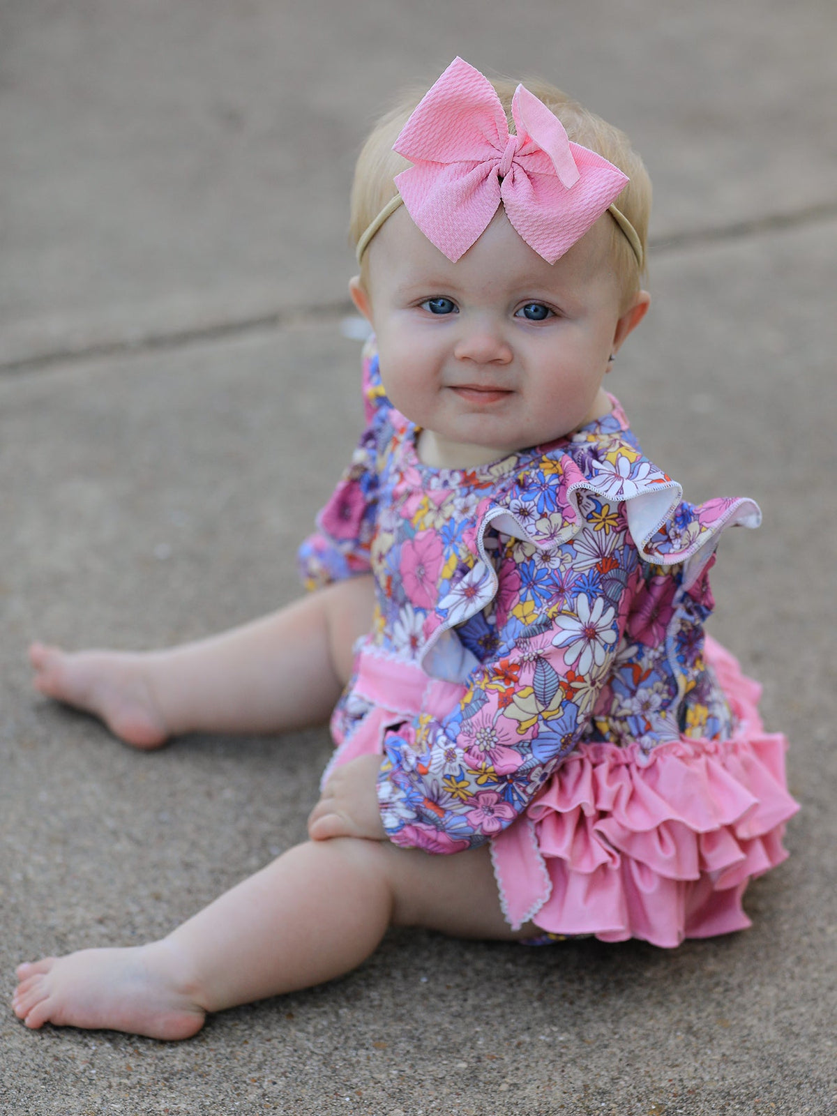 Rylee Faith Designs - Fall Vintage Floral Print Girls Long Sleeve Romper - alternate view 3