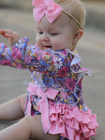 Rylee Faith Designs - Fall Vintage Floral Print Girls Long Sleeve Romper - alternate view 4