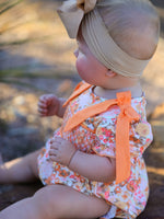 Rylee Faith Designs - Peach Bow Smocked Floral Baby Bubble - alternate view 3