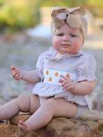 Rylee Faith Designs - Fall Halloween & Thanksgiving Pumpkin Embroidery Smock Plaid Baby Girl Romper - alternate view 2