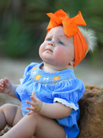 Rylee Faith Designs - Halloween Thanksgiving Pumpkin Smocked Bubble Romper - alternate view 5