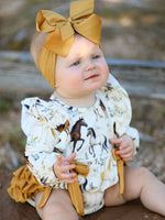 Rylee Faith Designs - Western Horse Girls Romper Bow Ruffle Long Sleeve - alternate view 5