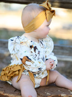 Rylee Faith Designs - Western Horse Girls Romper Bow Ruffle Long Sleeve - alternate view 4