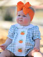 Rylee Faith Designs - Fall Halloween & Thanksgiving Applique Plaid Girls Bloomers Romper Set - alternate view 2