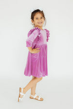 Carnation Pink Velvet Ruffle Twirl Dress - Image 2