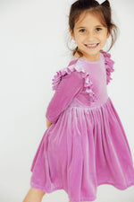 Carnation Pink Velvet Ruffle Twirl Dress - Image 4