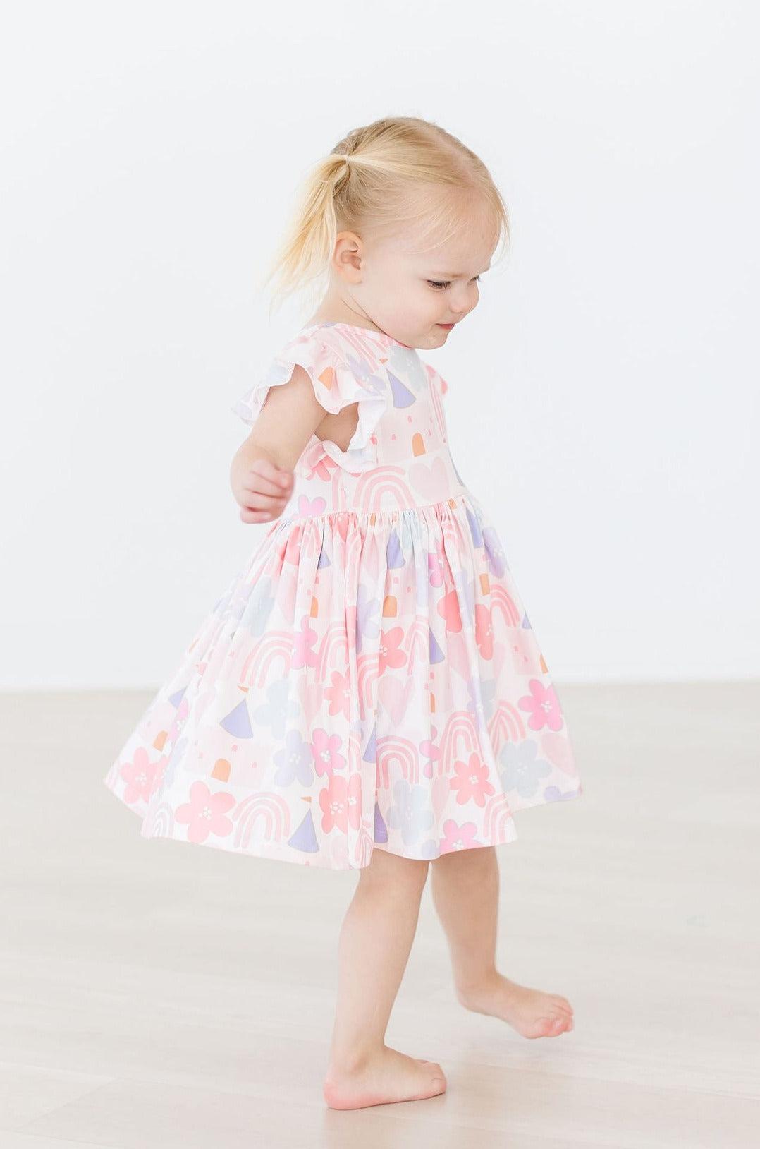 Castles & Rainbows Flutter Sleeve Twirl Dress - Image 7