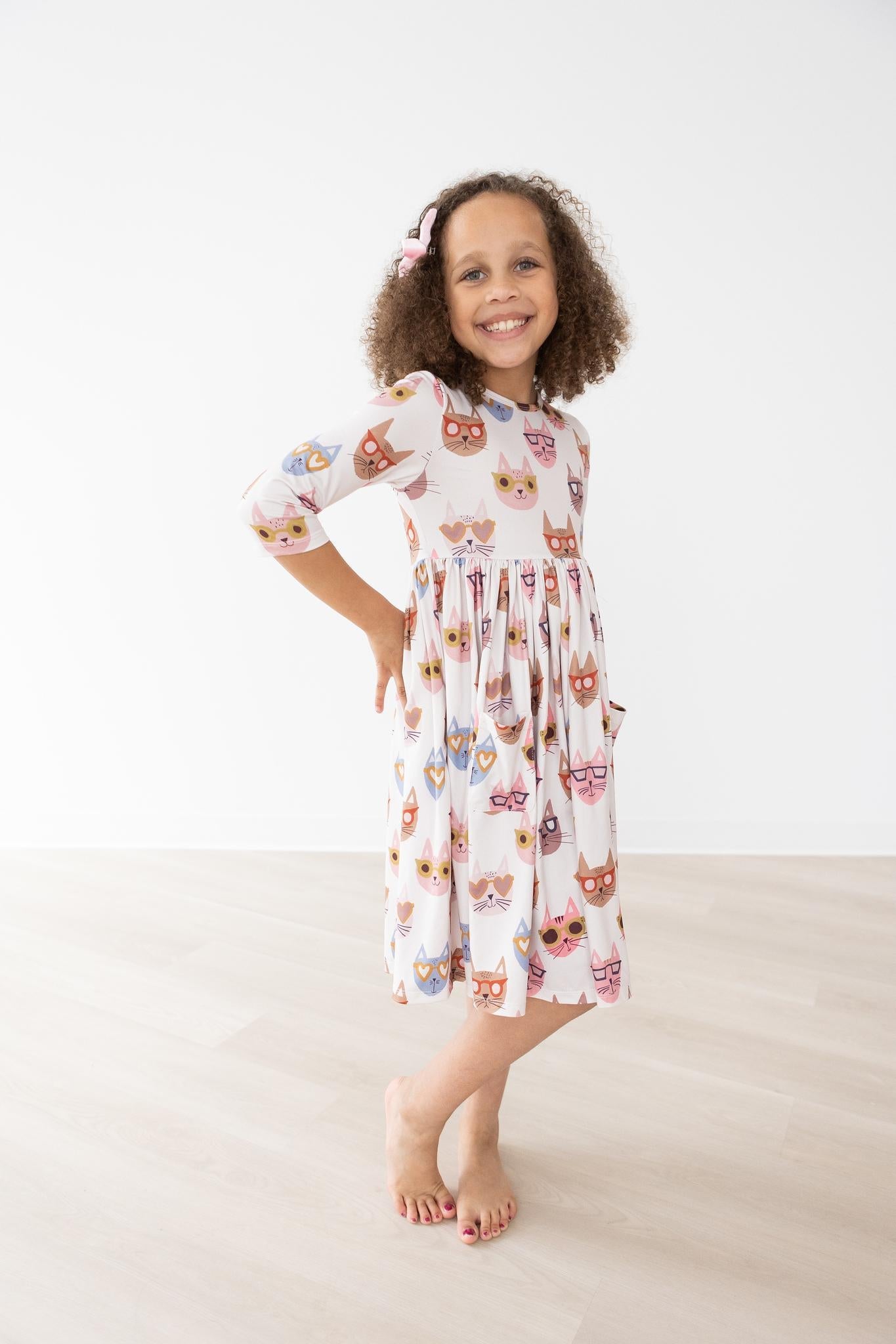Cattitude 3/4 Sleeve Pocket Twirl Dress - Image 4