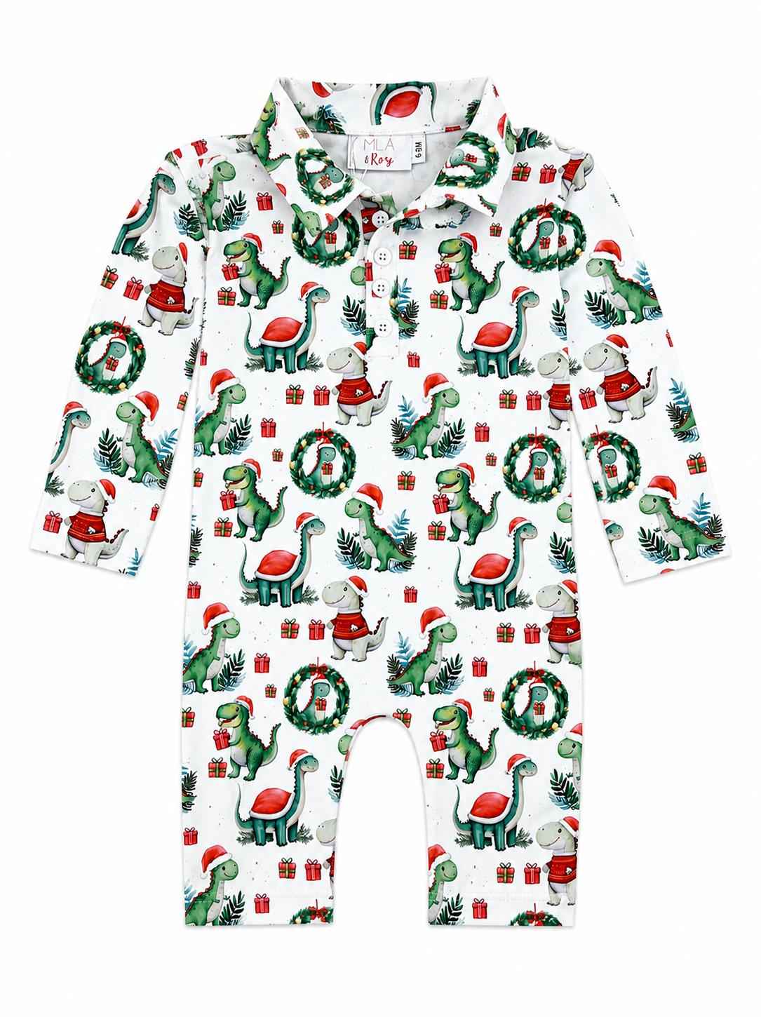 Santa Saurus L/S Polo One-Piece