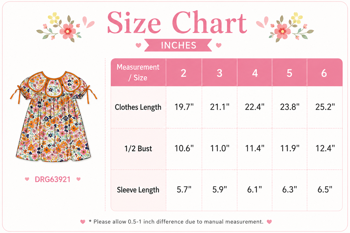 Rylee Faith Designs - Orange Floral Bow Petals Collar Girls Dress - alternate view 3