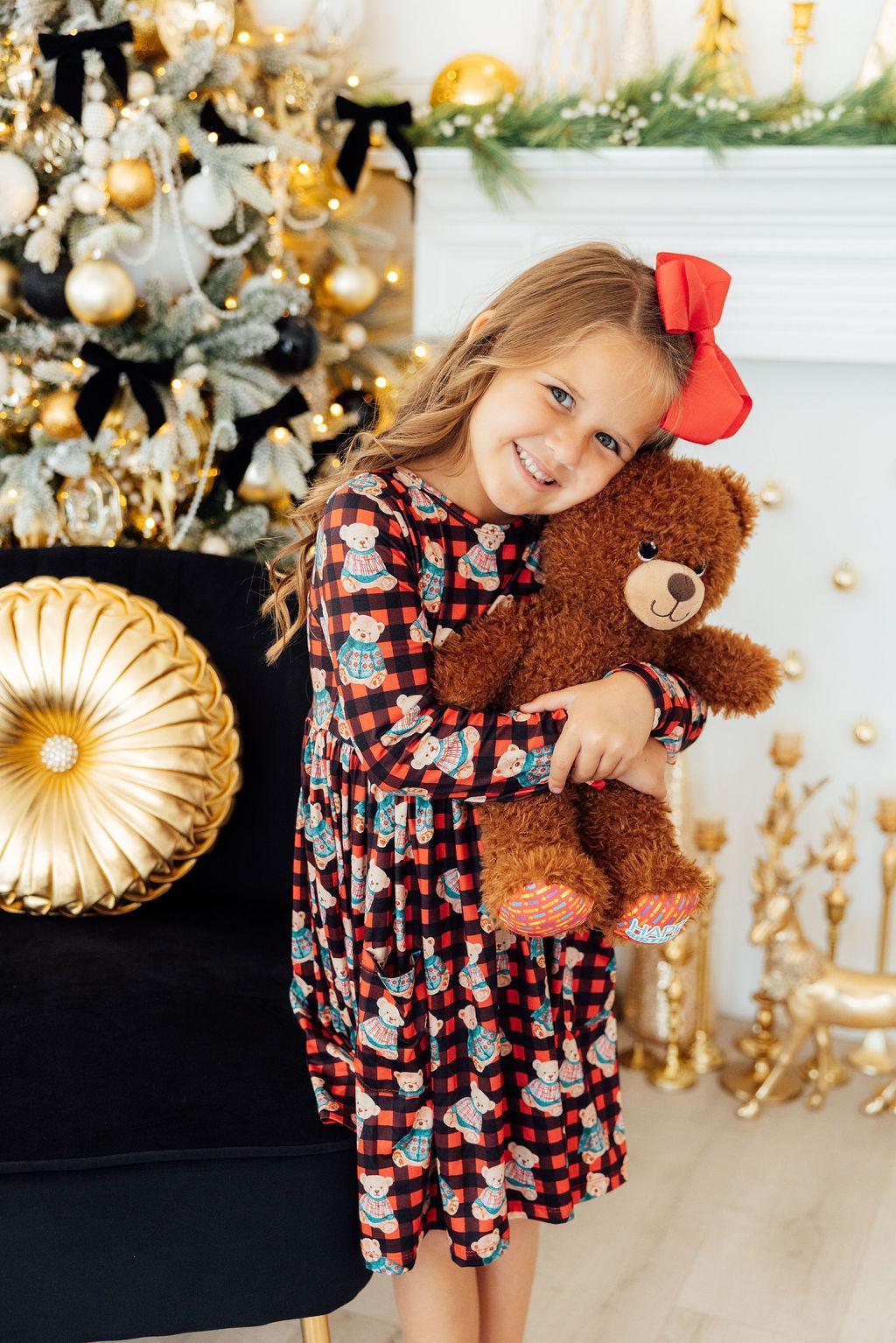 Christmas Bears L/S Pocket Twirl Dress - Image 2
