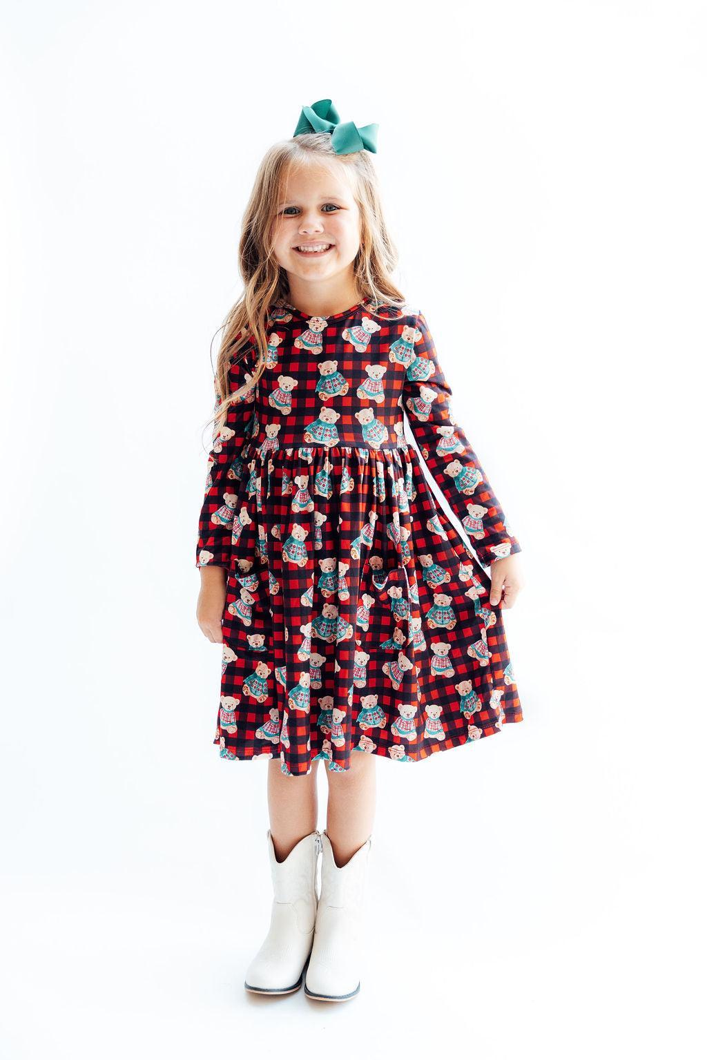 Christmas Bears L/S Pocket Twirl Dress - Image 4