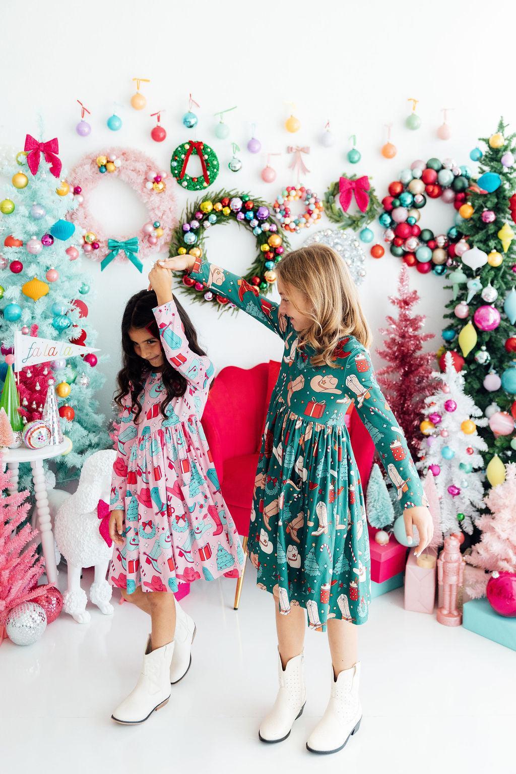 Christmas Cowgirl L/S Pocket Twirl Dress - Image 2