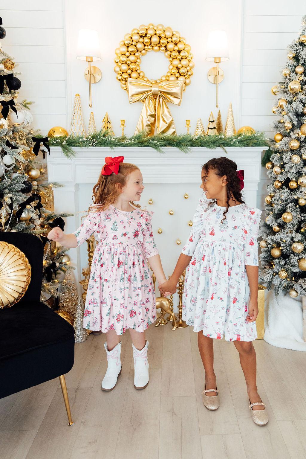 Clara's Christmas 3/4 Sleeve Ruffle Twirl Dress - Image 10