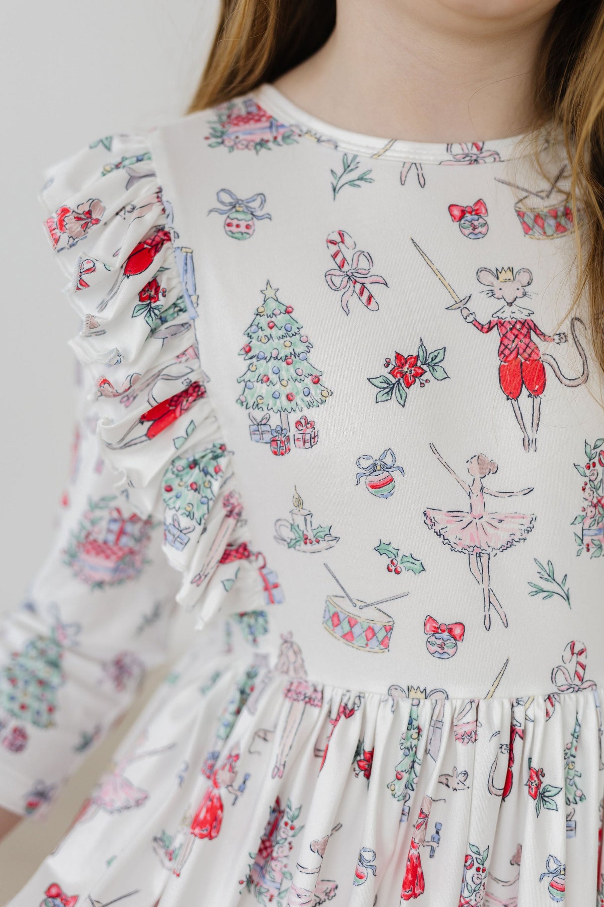 Clara's Christmas 3/4 Sleeve Ruffle Twirl Dress - Image 7